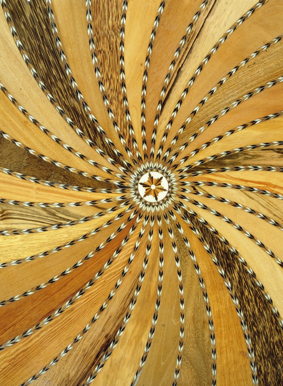 Anglo-singhalesischer Tisch, Detail der Intarsienarbeit, frühes 19. Jahrhundert von Unbekannt