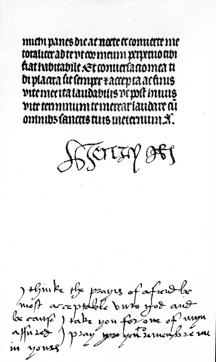 Autograph von König Heinrich VIII. und Inschrift seiner Frau, Königin Katharina von Aragon von Unbekannt