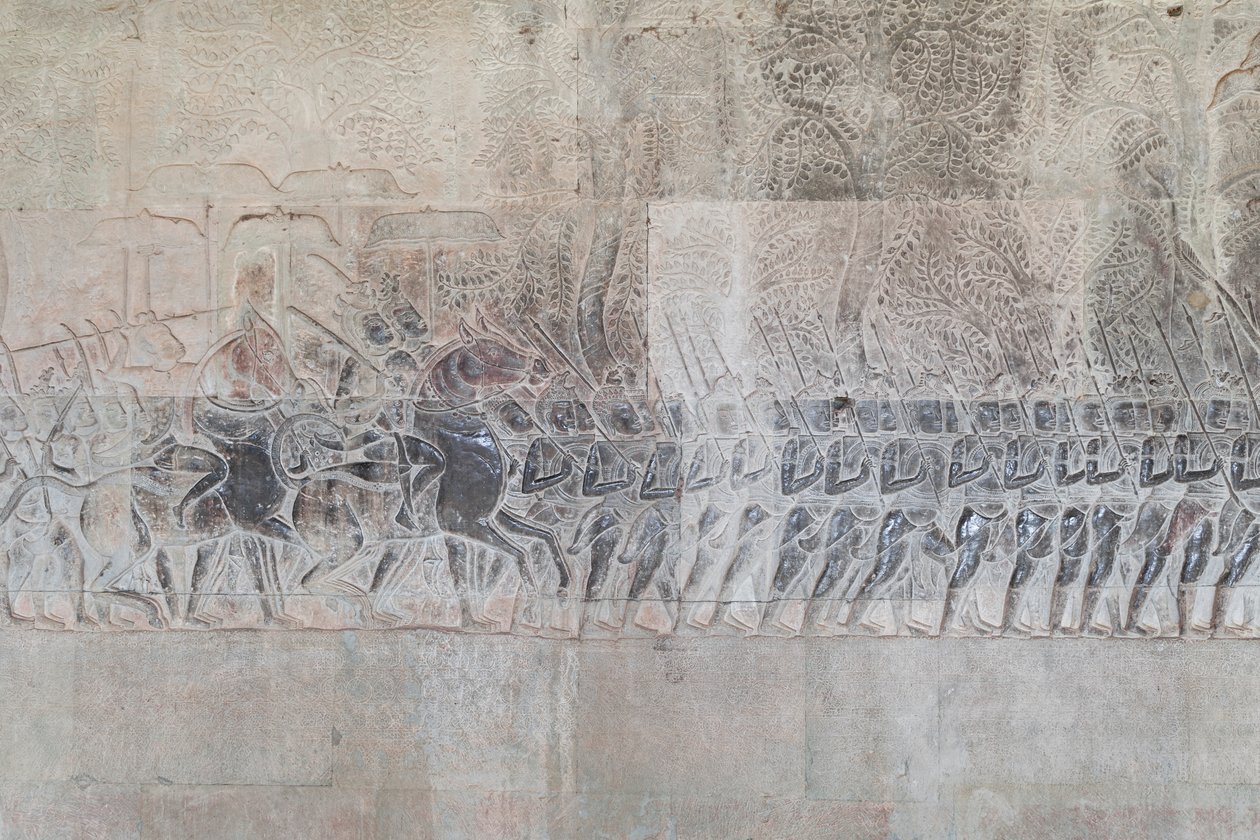 Basreliefs in der südlichen Galerie von Angkor Wat, Kambodscha von Unbekannter Künstler