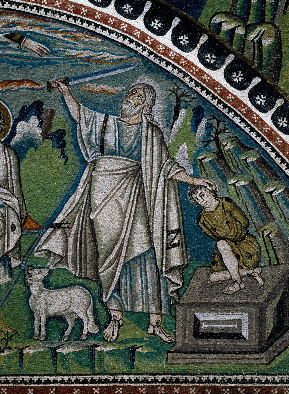 Geschichten von Abraham, Detail des Mosaiks der Opferung Isaaks von Benjamin Baud