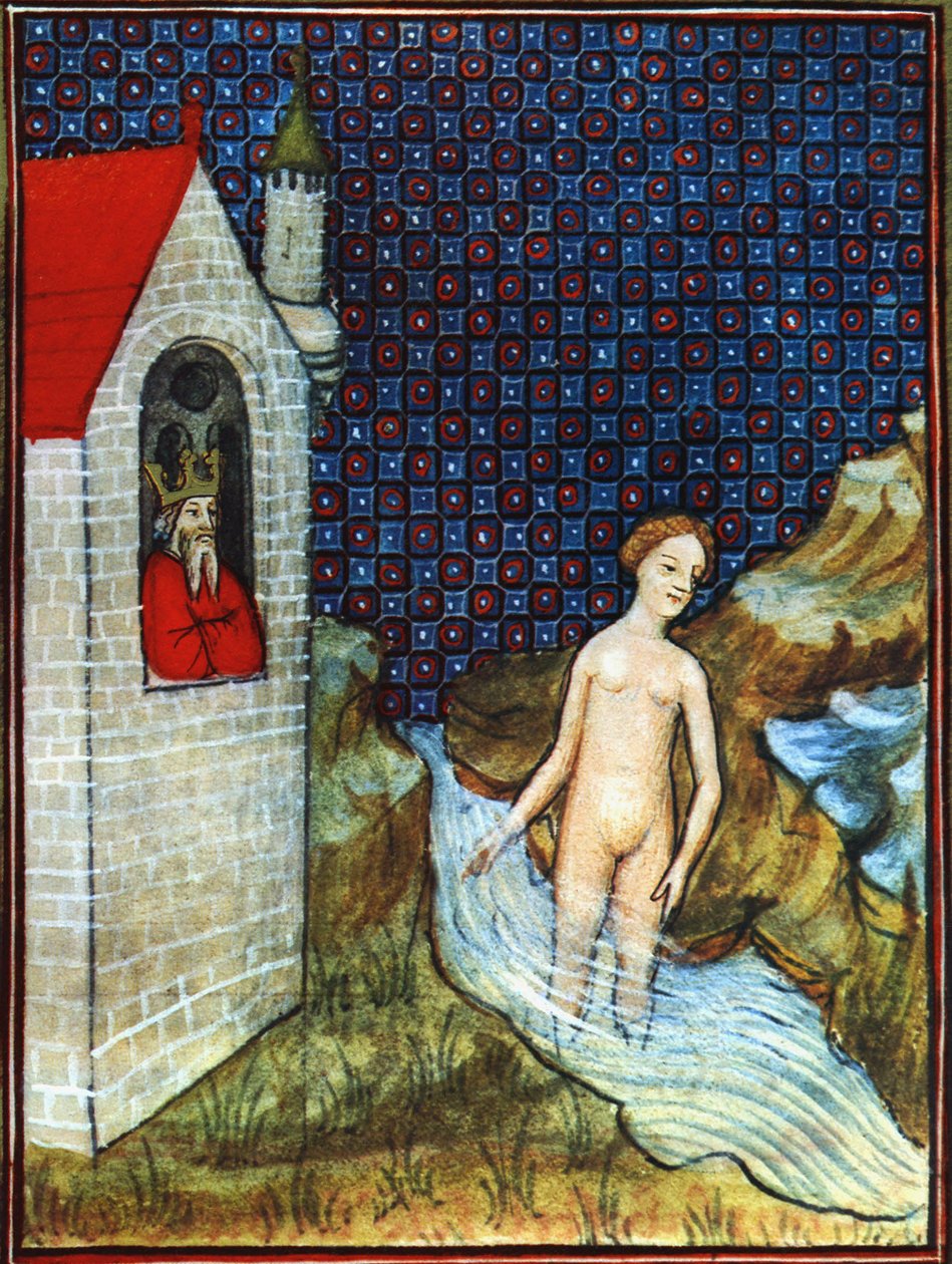Bathseba nach einer Miniatur aus der Bibel der Sinne aus dem 14. Jahrhundert von Unbekannter Künstler