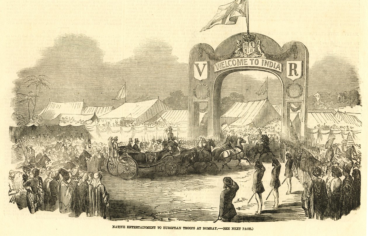 Britisches Reitpferd mit Kutsche in Bombay, ca. 1800 (Illustration) von Unbekannter Künstler