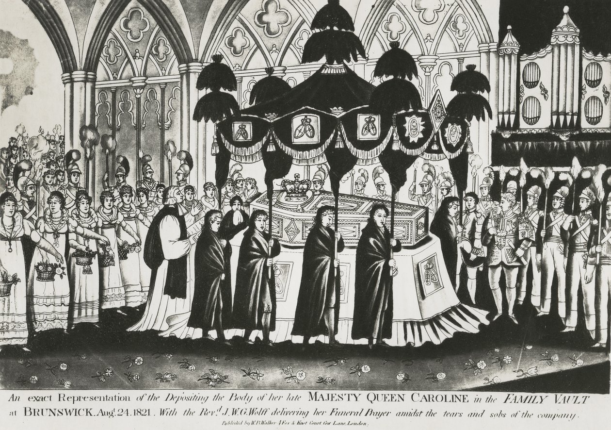 Beisetzung der Leiche von Königin Caroline in der Familiengruft im Dom von Braunschweig von Unbekannt