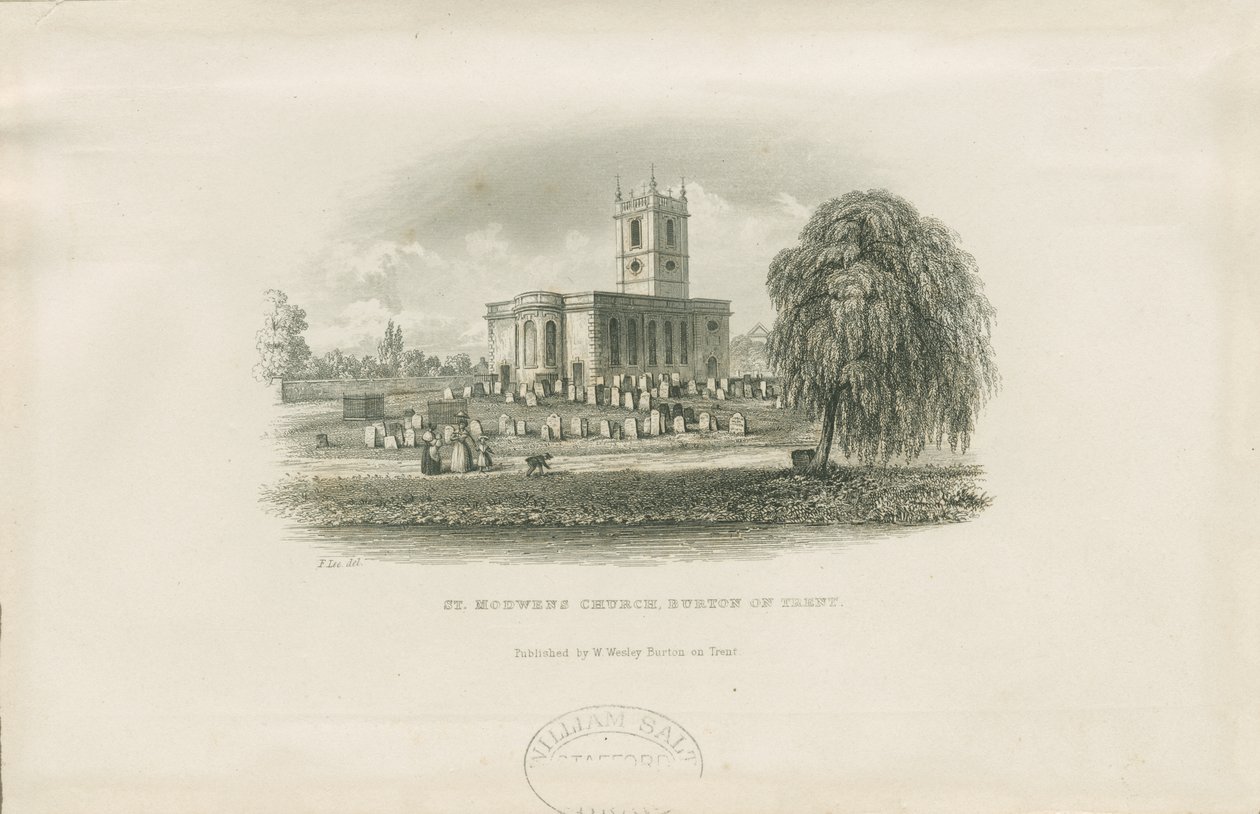 Burton-upon-Trent - St. Modwen Kirche (Stahlstich) von Unbekannt