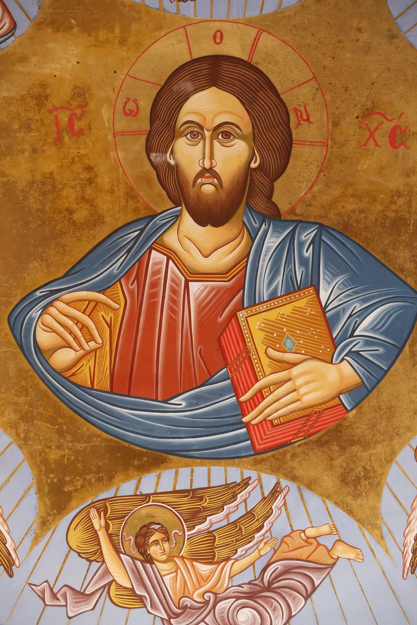 Deckenfresko in der orthodoxen Kirche von Pedoulas. Christus Pantokrator, Pedoulas, Zypern von Unbekannt