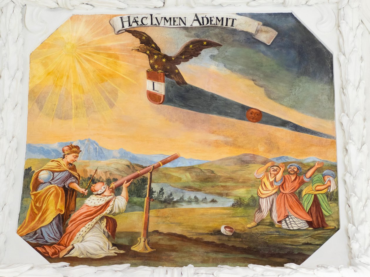 Deckenfresko im Seitenschiff der St. Katharinenkirche, allegorische Darstellungen der Siege von Kaiser Leopold I. über die Osmanen, Mausoleum der Habsburger, Graz, Steiermark, Österreich, Europa von Unbekannter Künstler