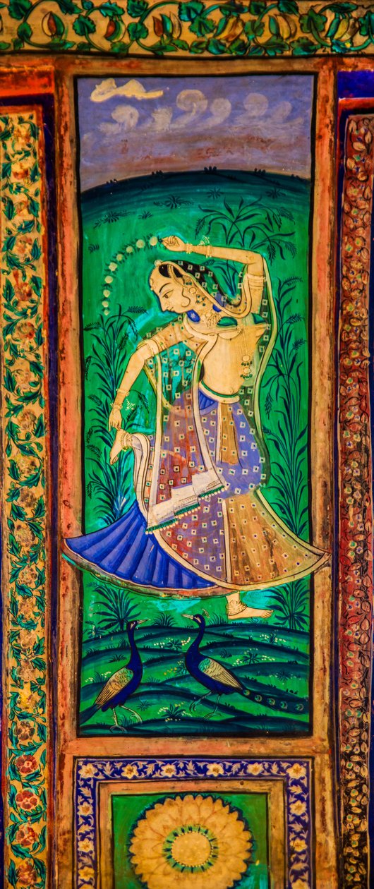 Chittra Shala Innenhof mit virtuosen feinen Gemälden, Taragarh Fort, Bundi, Rajasthan, Indien von Unbekannter Künstler