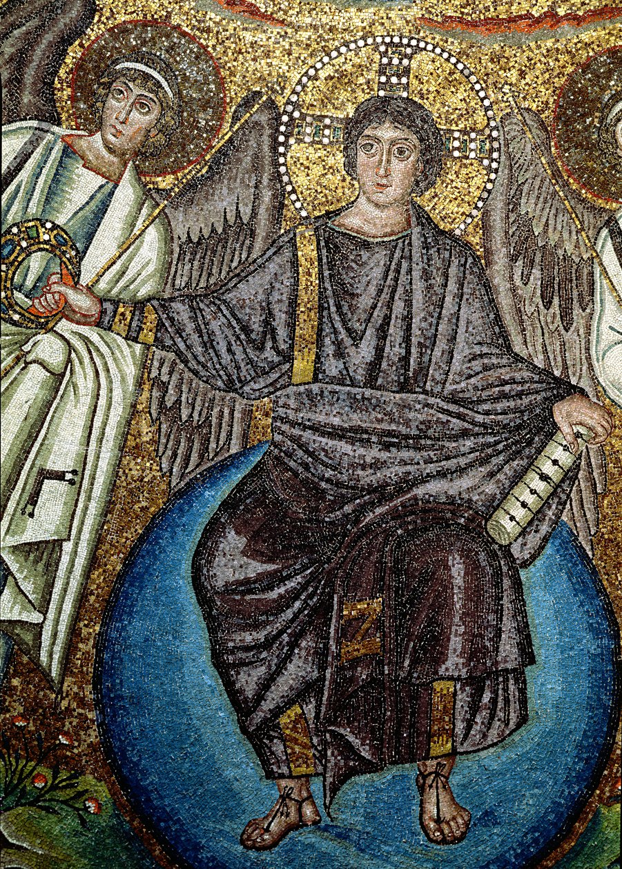 Christus und Engel, Detail von oberhalb der Apsis, 6. Jahrhundert von Unbekannt