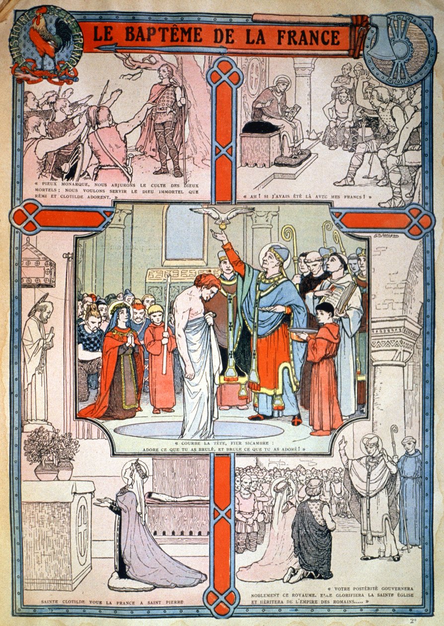 Taufe von Chlodwig durch den Heiligen Remigius in Reims, ca. 1930 von Unbekannter Künstler