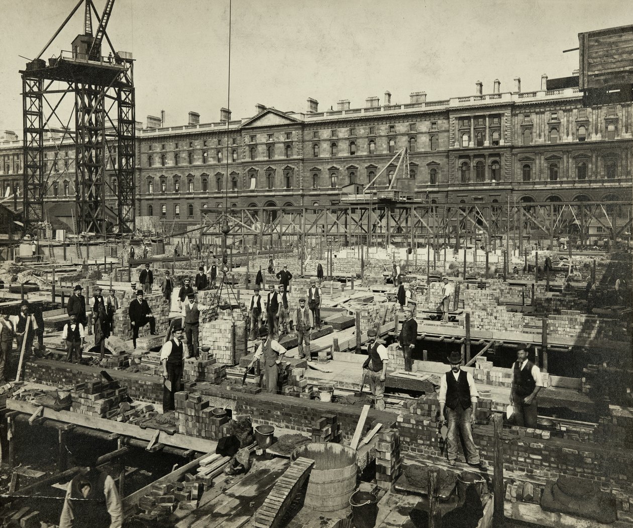 Bau der neuen Regierungsbüros, Great George Street, Westminster, London, 24. September 1902, UK (s/w Foto) von Unbekannter Künstler