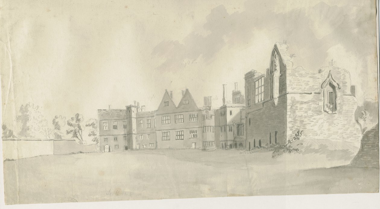 Dudley Castle - Der Bergfried: Sepia-Waschzeichnung, nd [ca. 1790] von Unbekannt