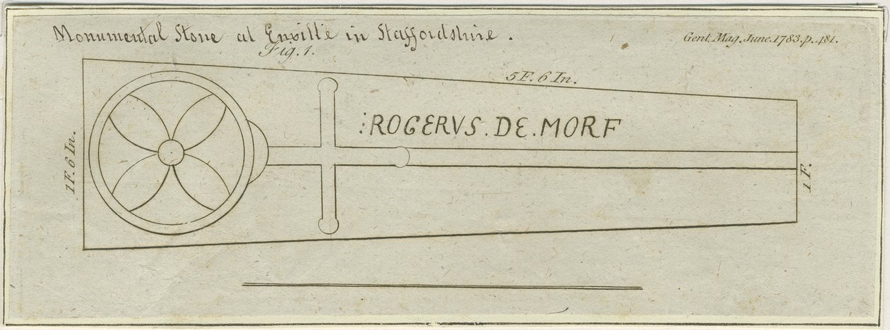 Enville Kirche - Monumentalstein: Radierung, undatiert [ca. 1783] von Unbekannt