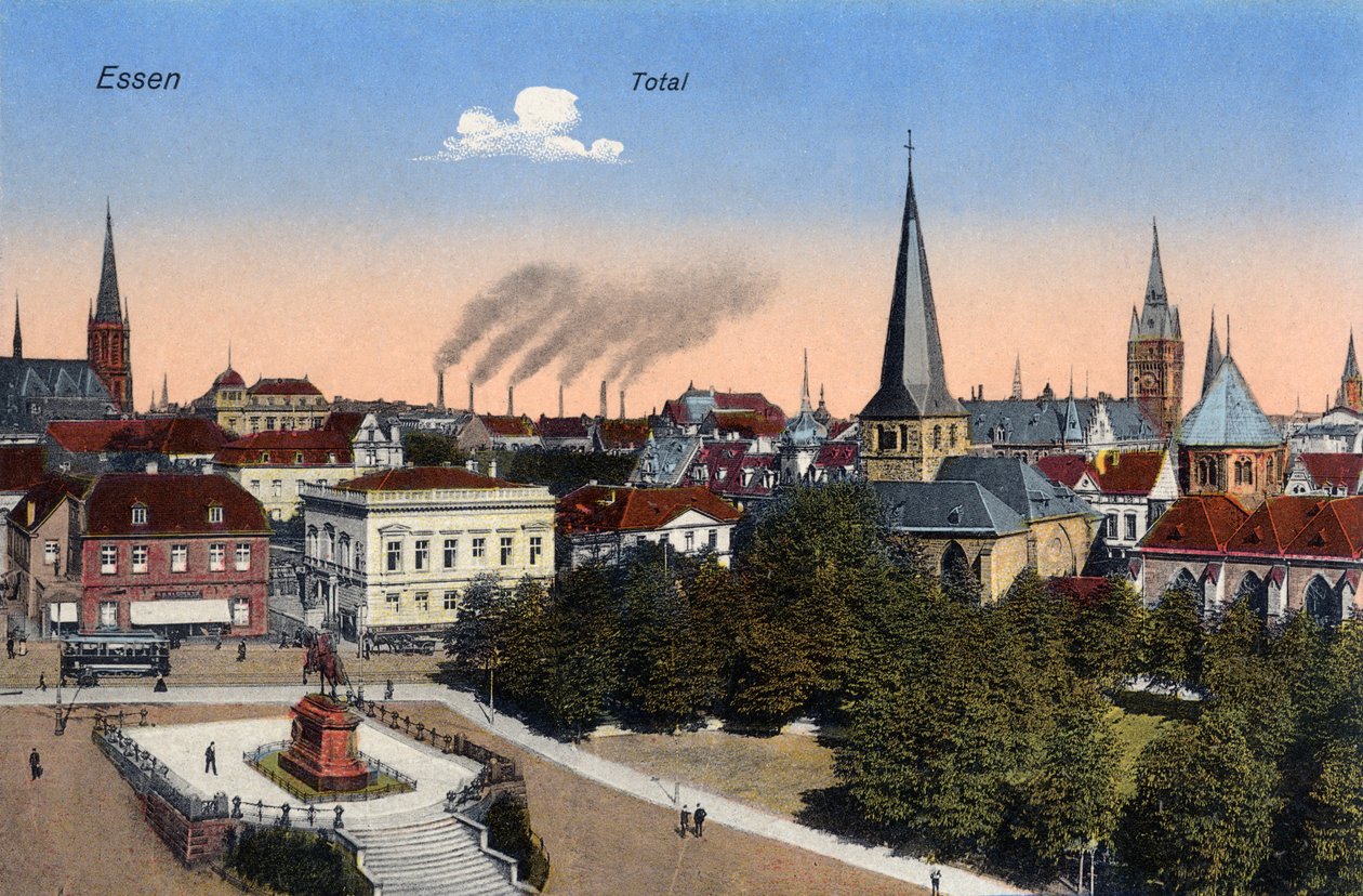 Essen, Deutschland - Blick auf das Stadtzentrum, frühes 20. Jahrhundert (Postkarte) von Unbekannter Künstler