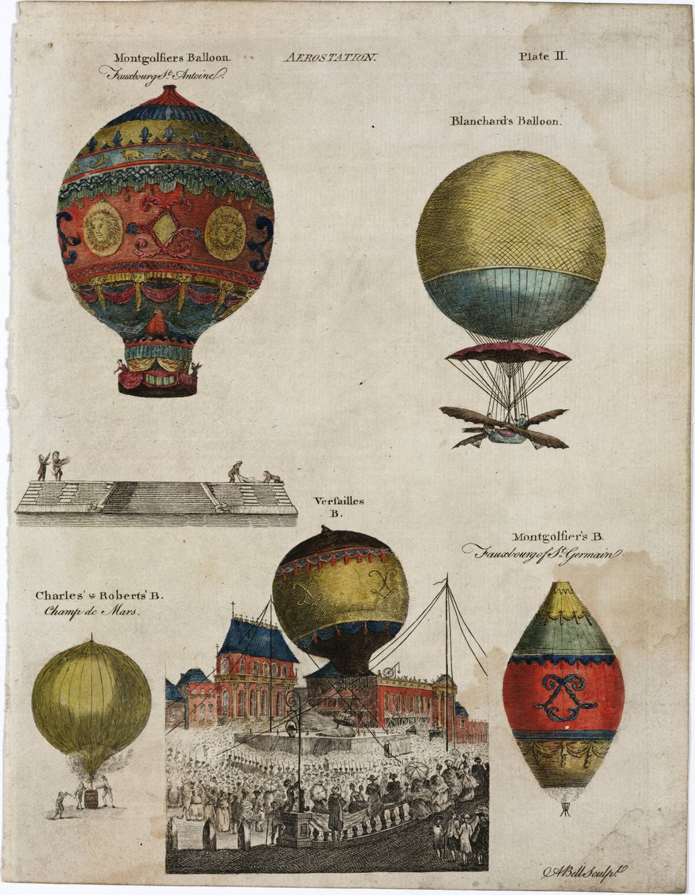Beispiele von Heißluftballons, die bei berühmten Aufstiegen verwendet wurden von Unbekannt