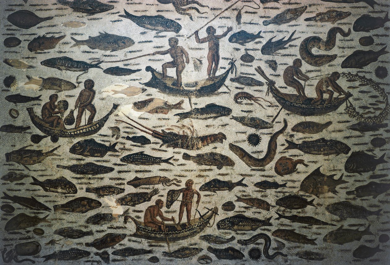 Angelszene, Mosaik, römische Zivilisation, 3. Jahrhundert n. Chr. von William M. Timlin