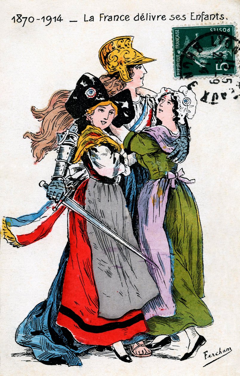 Frankreich, das ihre Kinder (Elsass und Mosel, Lothringen) liefert, Postkarte von Fercham von Unbekannt