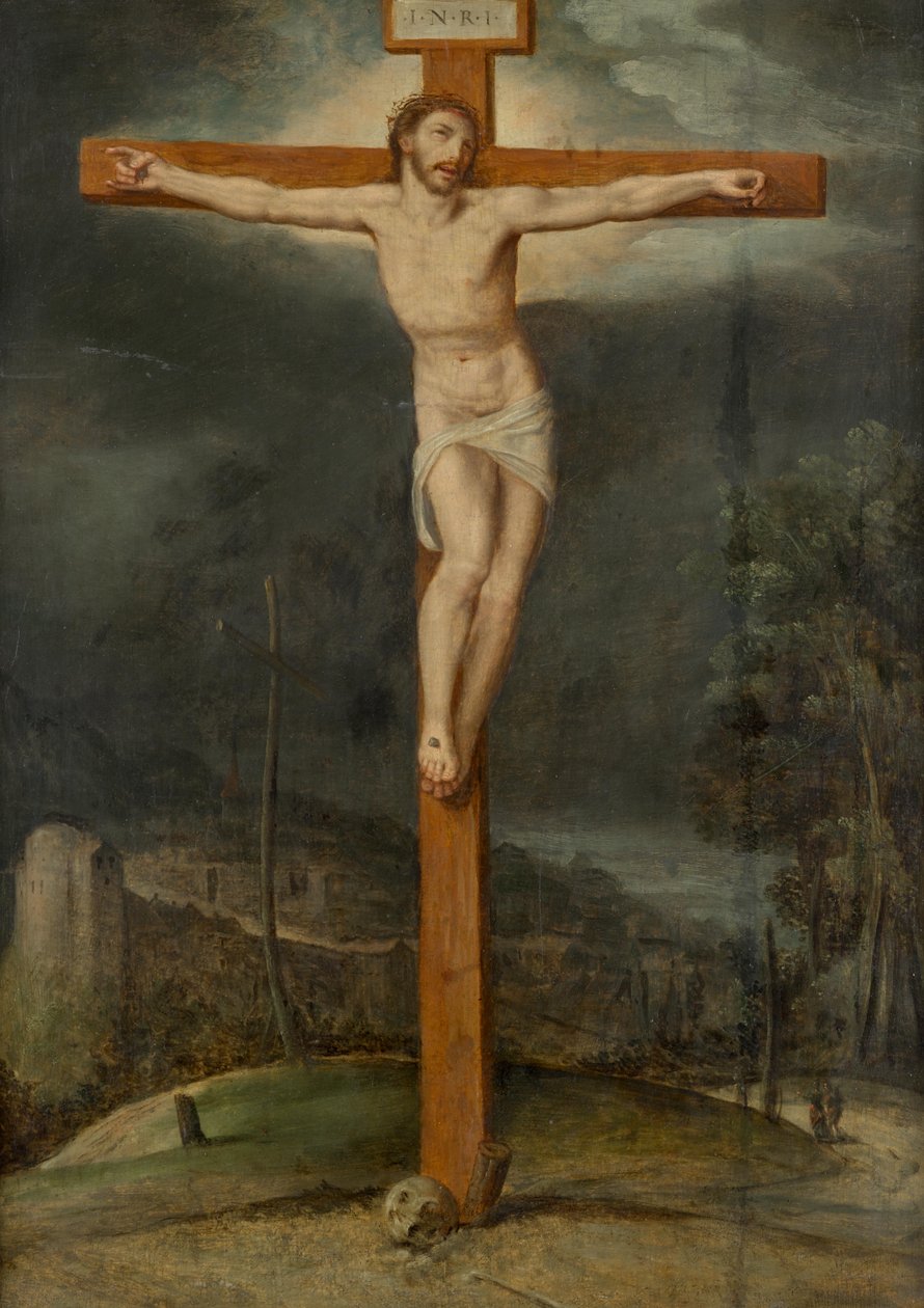 Gekreuzigter Christus in Landschaft von Unbekannter Künstler