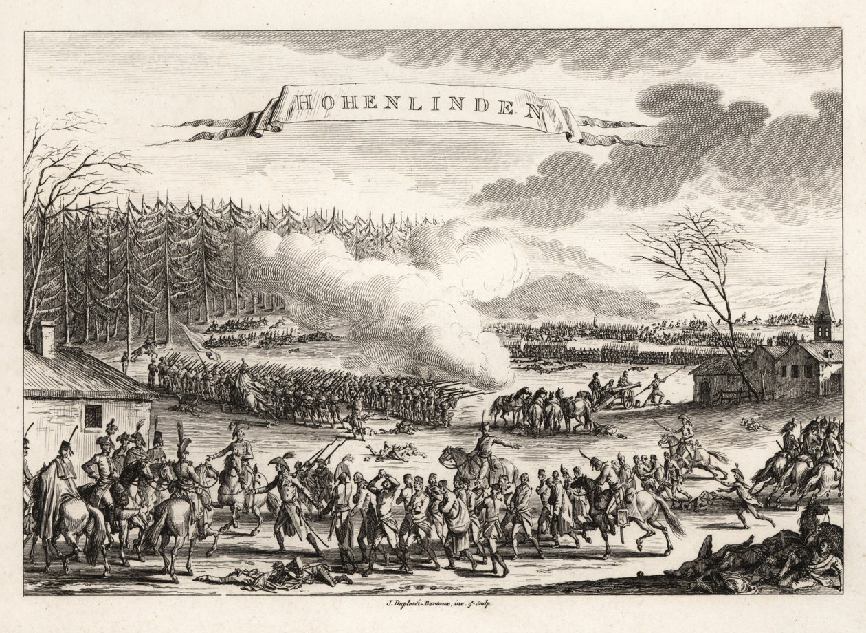 General Jean Victor Marie Moreau führt die französische Revolutionsarmee zum Sieg in der Schlacht von Hohenlinden über die Österreicher und Bayern von Unbekannt