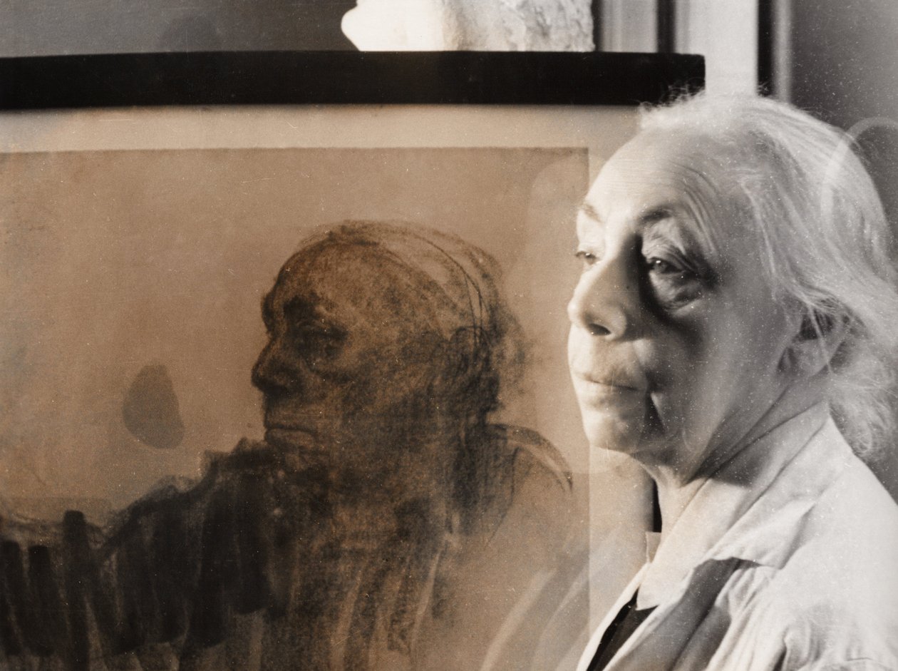 Deutsche Malerin, Grafikerin und Bildhauerin Käthe Kollwitz, Deutschland um 1940 (s/w Foto) von Unbekannter Künstler