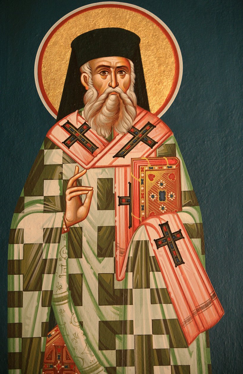Griechisch-orthodoxe Ikone, die einen heiligen Bischof darstellt Thessaloniki Griechenland von Unbekannt