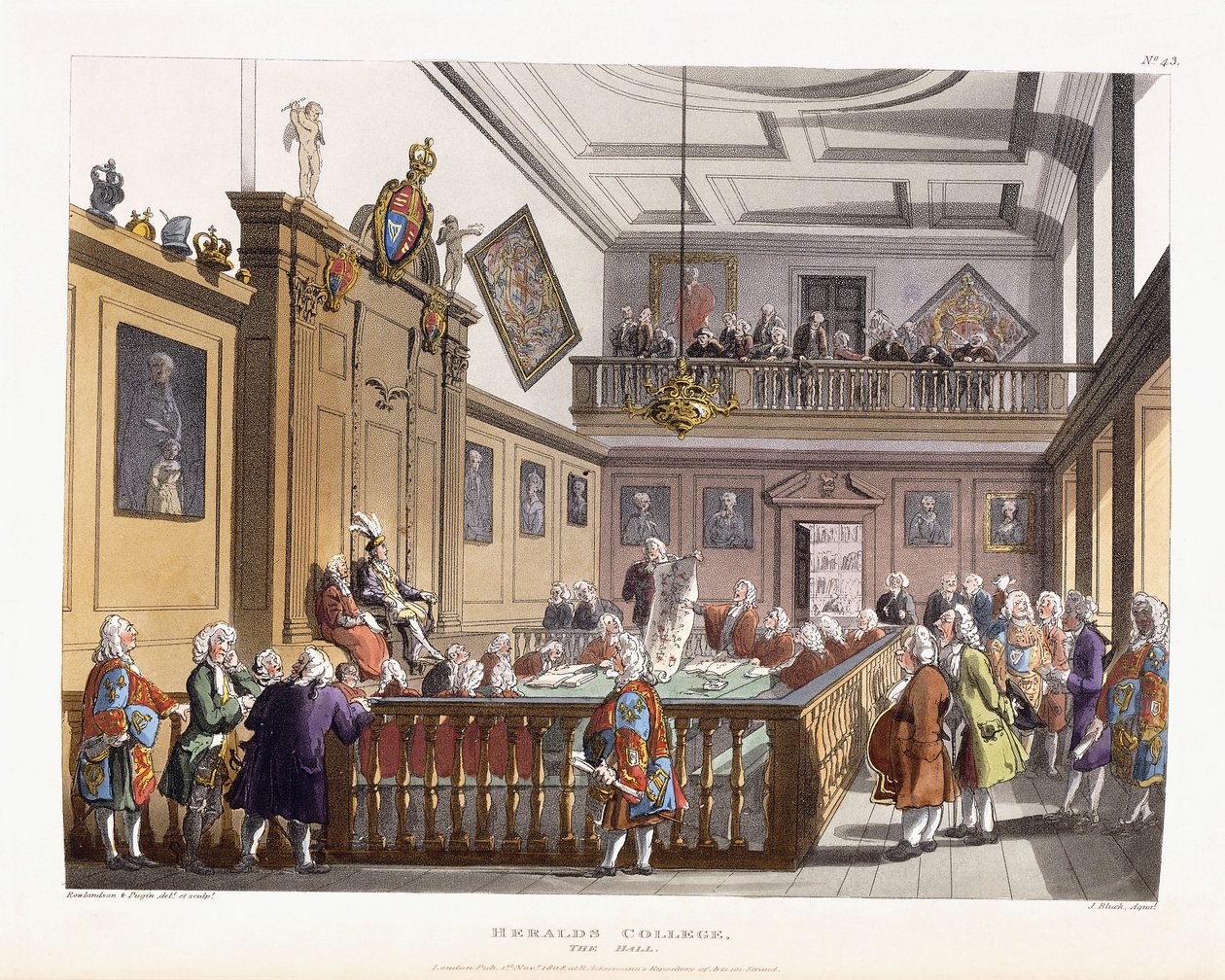 Heralds College: Die Halle, aus "The Microcosm of London", 1808-1810 von Unbekannt