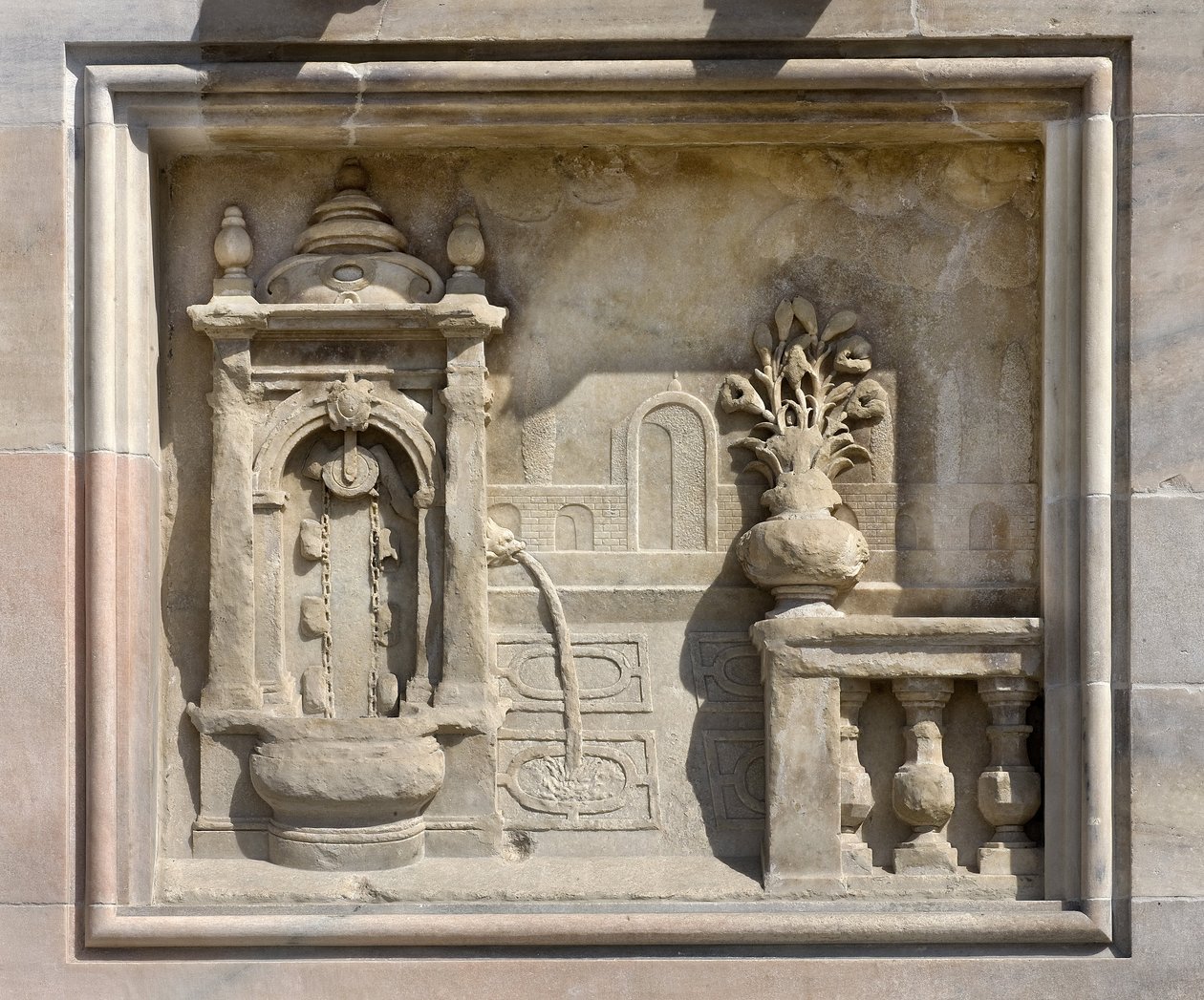 Hochrelief, das einen Brunnen darstellt, von Francesco Bono (1654). Kathedrale (Dom oder Duomo) von Mailand, Italien von Unbekannt