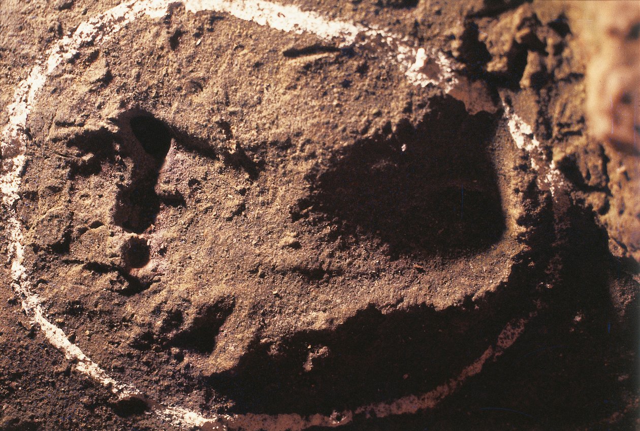 Italien, Ligurien, Grotten von Toirano, Fußspuren eines prähistorischen Jägers von Benjamin Baud