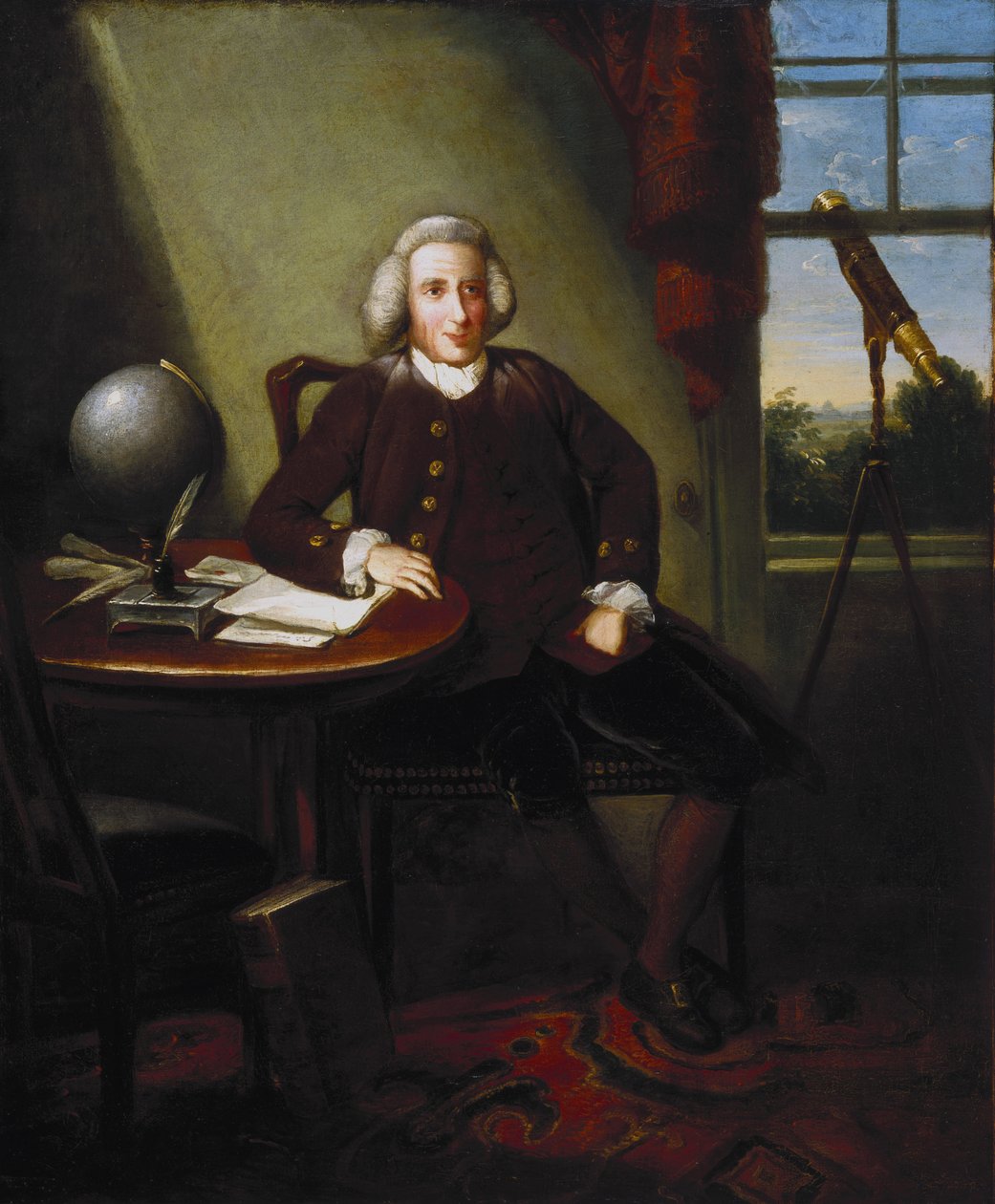 James Ferguson (1710-1776), britischer Astronom und Künstler, in seinem Arbeitszimmer von Unbekannter Künstler