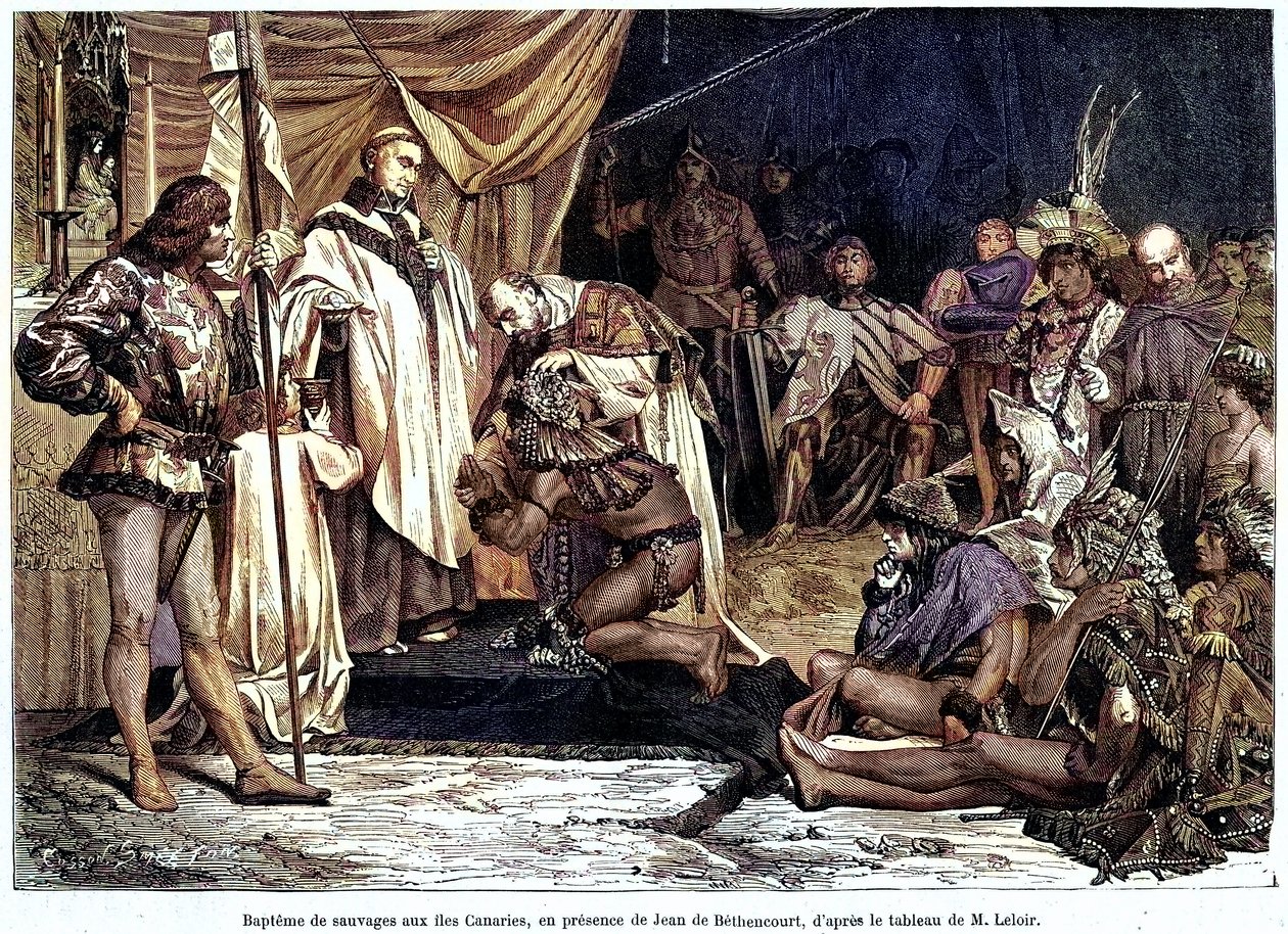 Jean de Bethencourt, normannischer Edelmann, Baron de Saint Martin le Gaillard, eroberte und christianisierte die Kanarischen Inseln im Januar 1405, aus der Zeitschrift 