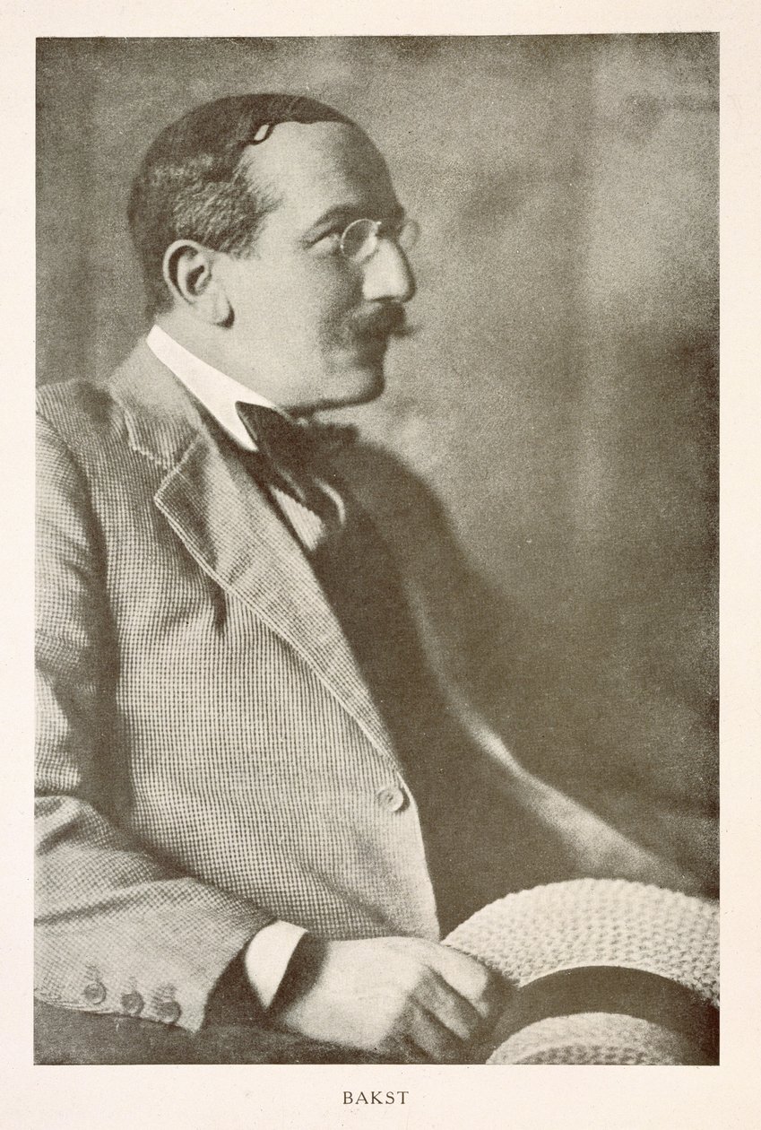 Leon Bakst (1866-1924), russischer Maler, Porträtfotografie (s/w Foto) von Unbekannt