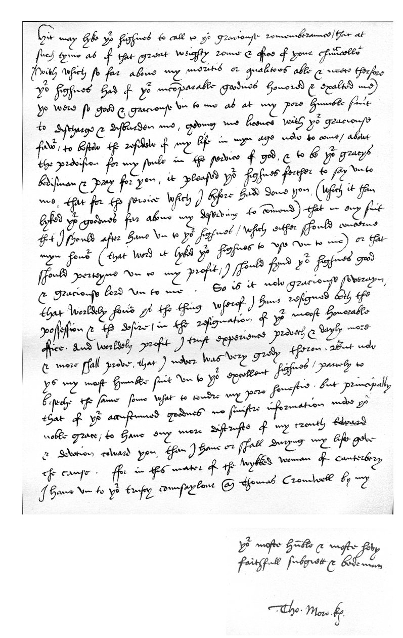 Brief von Thomas More an König Heinrich VIII., geschrieben in seinem Haus in Chelcith (Chelsea), 5. März von Unbekannt
