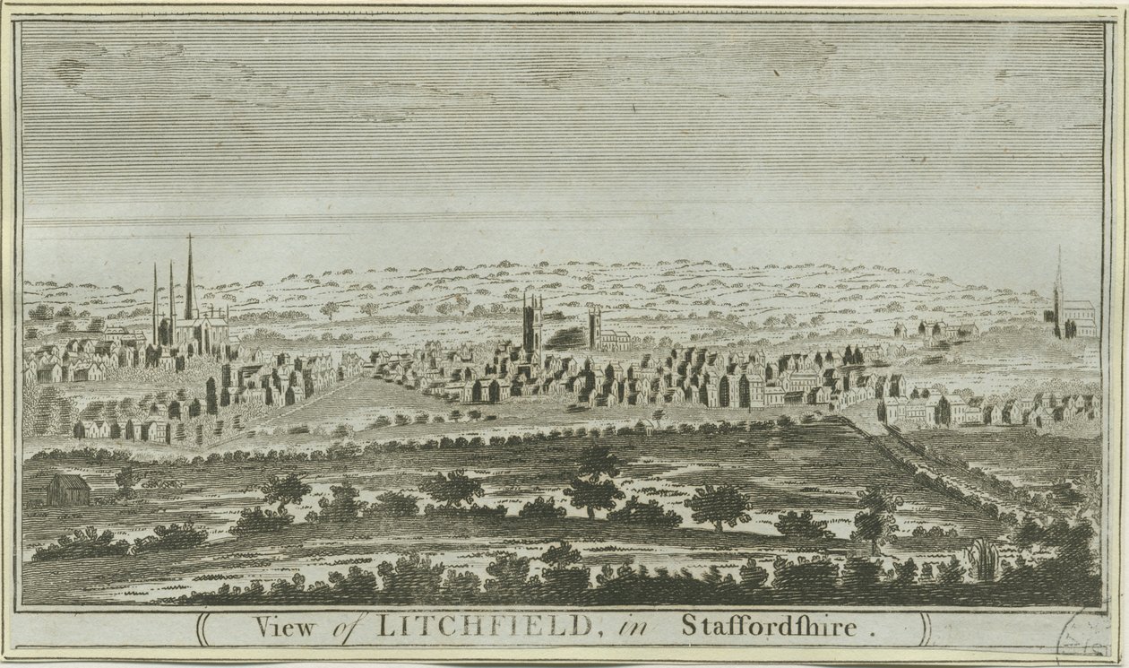 Lichfield - Südwestansicht: Radierung, nd [ca. 1780-85] von Unbekannt