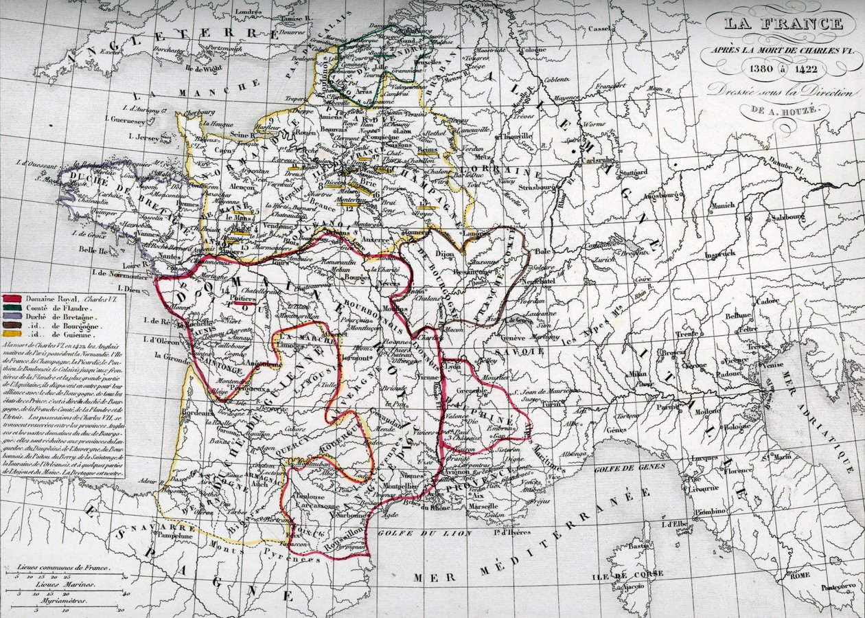 Karte von Frankreich zur Zeit von König Karl VI. von Unbekannter Künstler