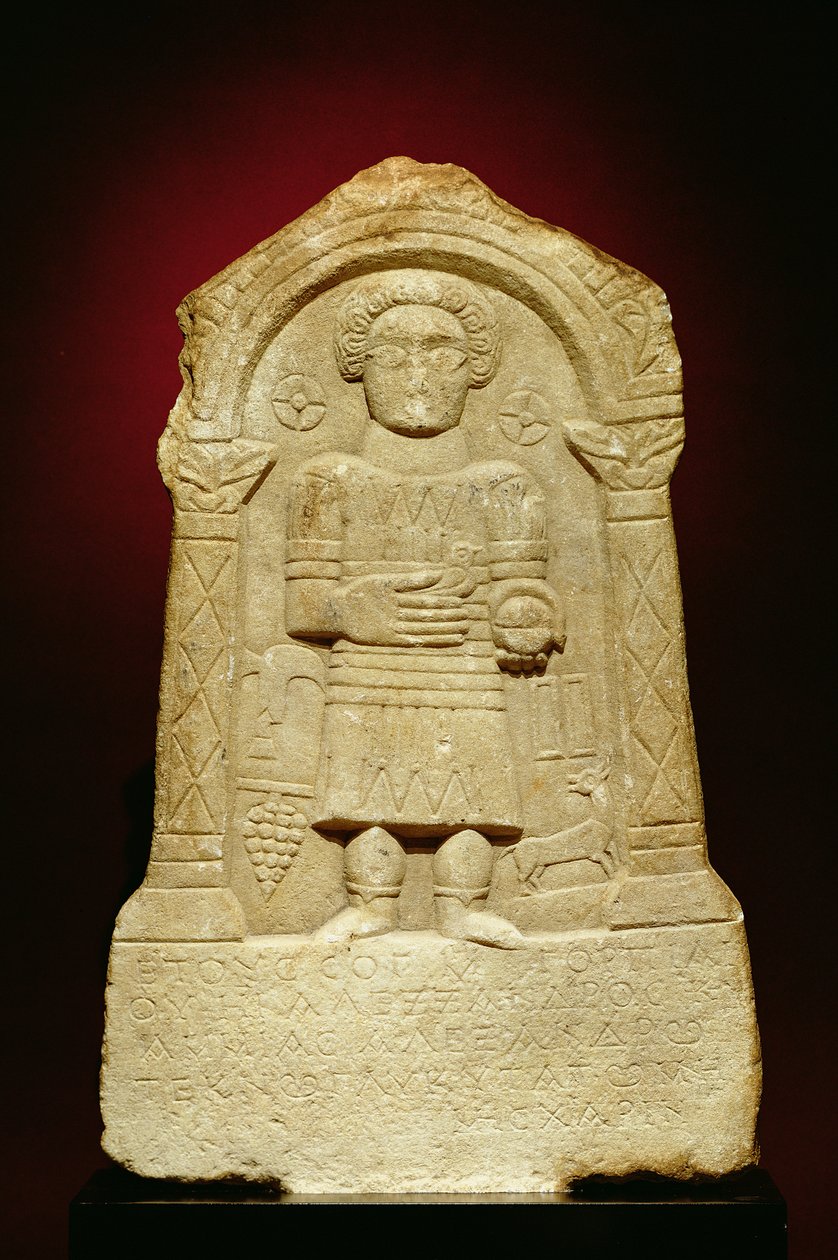 Marmorne Grabstele mit griechischer Inschrift, römisch, 3. Jahrhundert v. Chr. von Unbekannt