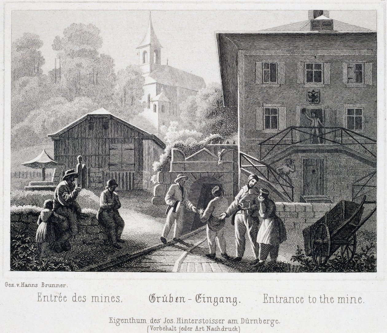 Salzmine: der Eingang zur Mine, in Durrnberg, Österreich, um 1850 von Unbekannt