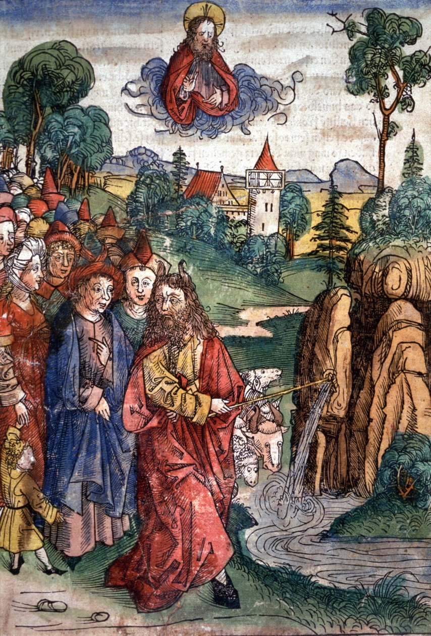 Moses bringt Wasser aus dem Felsen von Unbekannter Künstler
