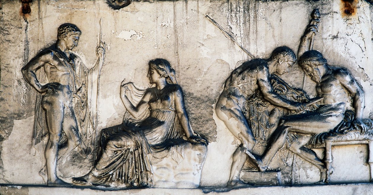 Mythos von Telephus, Haus des Reliefs von Telephus, Herculaneum, Kampanien, Italien, römische Zivilisation von Benjamin Baud