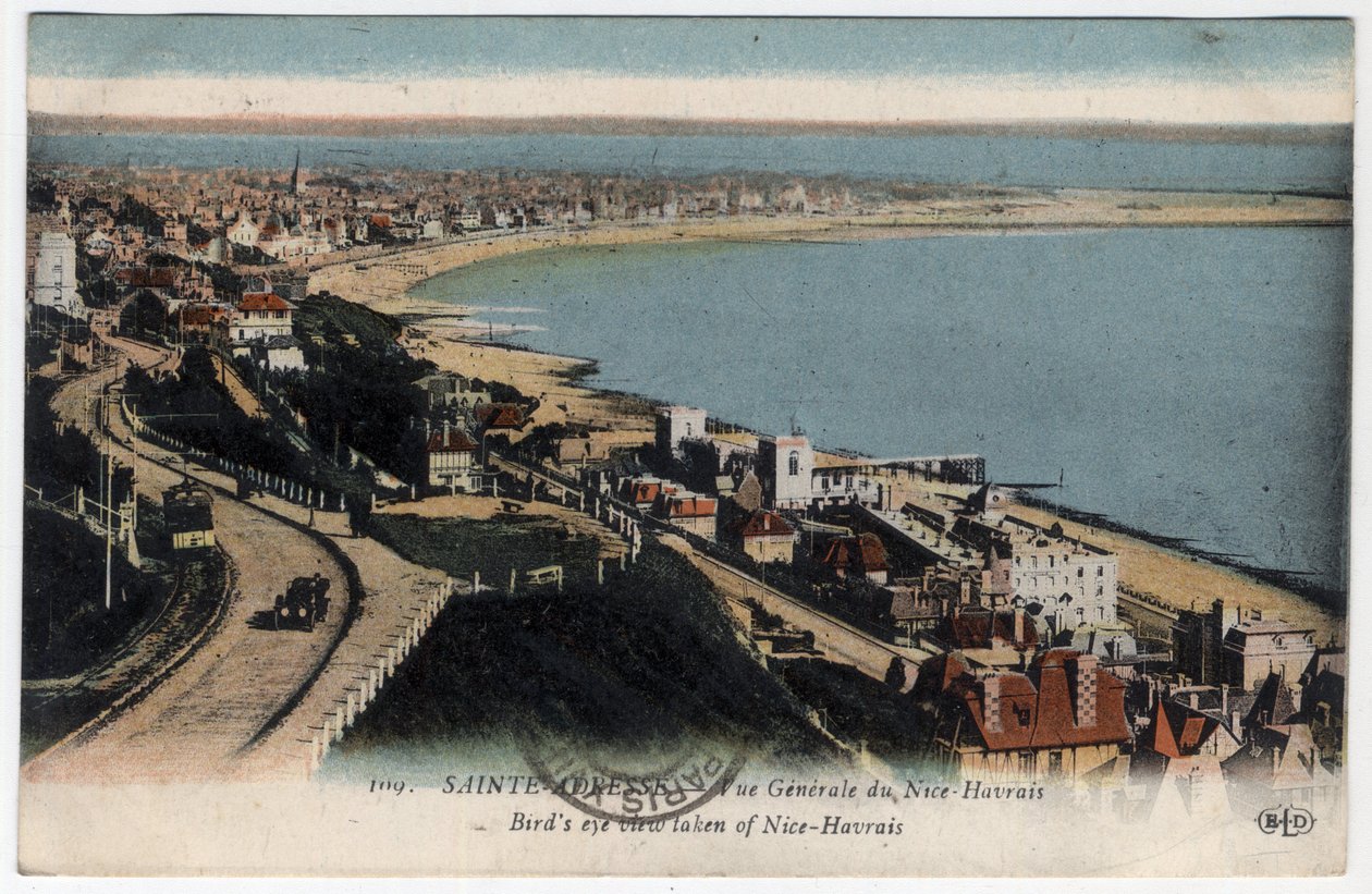 Normandie, Seine Maritime (76), Sainte-Adresse: Gesamtansicht des Ferienortes Nice Havrais - Postkarte von 1931 von William M. Timlin