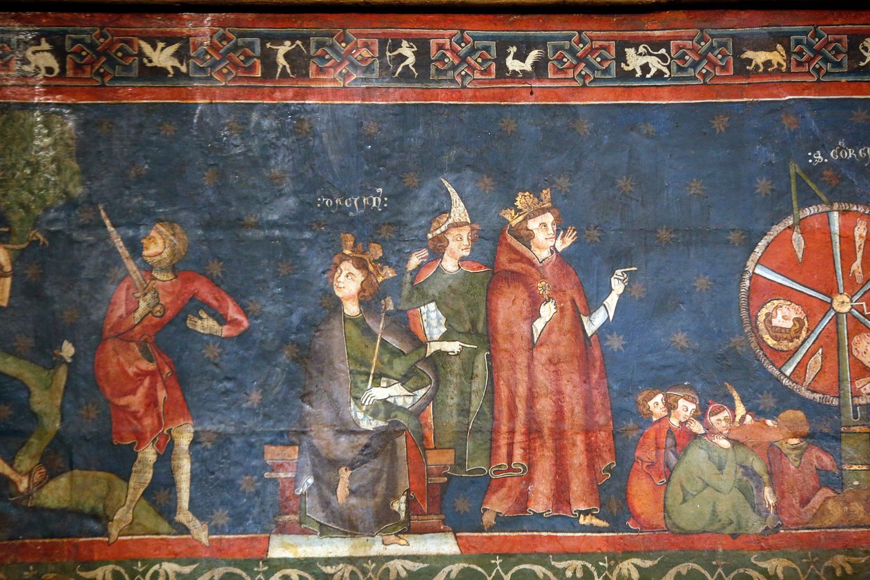 Notre-Dame-Kathedrale von Clermont, Clermont-Ferrand, Frankreich, St.-Georgs-Kapelle (spätes 13. Jahrhundert), Fresko (Detail) von Unbekannt