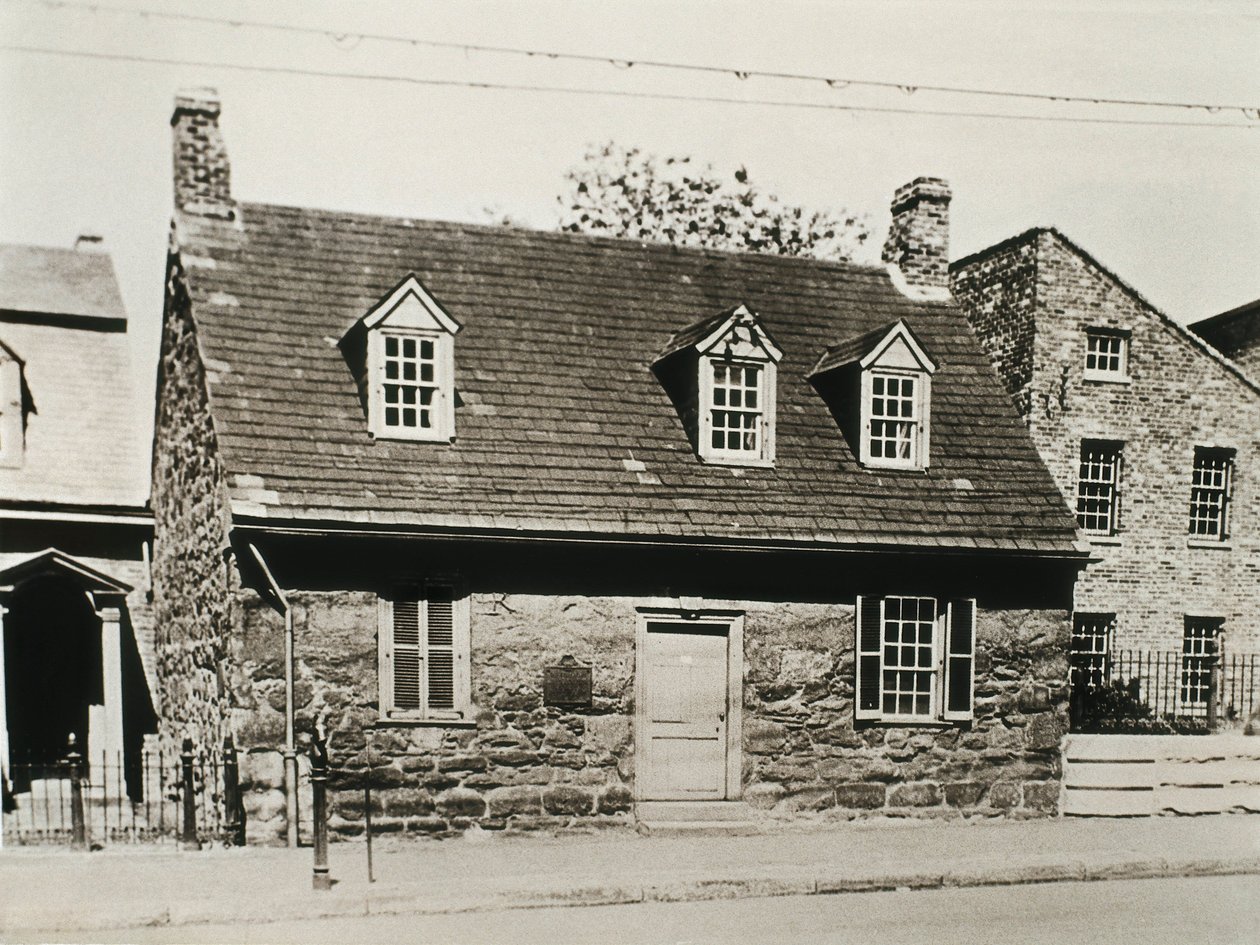 Altes Steinhaus (1737), das älteste Haus in Richmond (Vereinigte Staaten), heute in ein Museum umgewandelt, das Edgar Allan Poe (1809-1849), amerikanischem Schriftsteller, gewidmet ist von Unbekannt