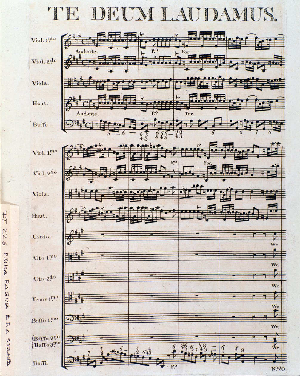 Seite der Partitur von Te Deum von G. F. Händel von Unbekannter Künstler