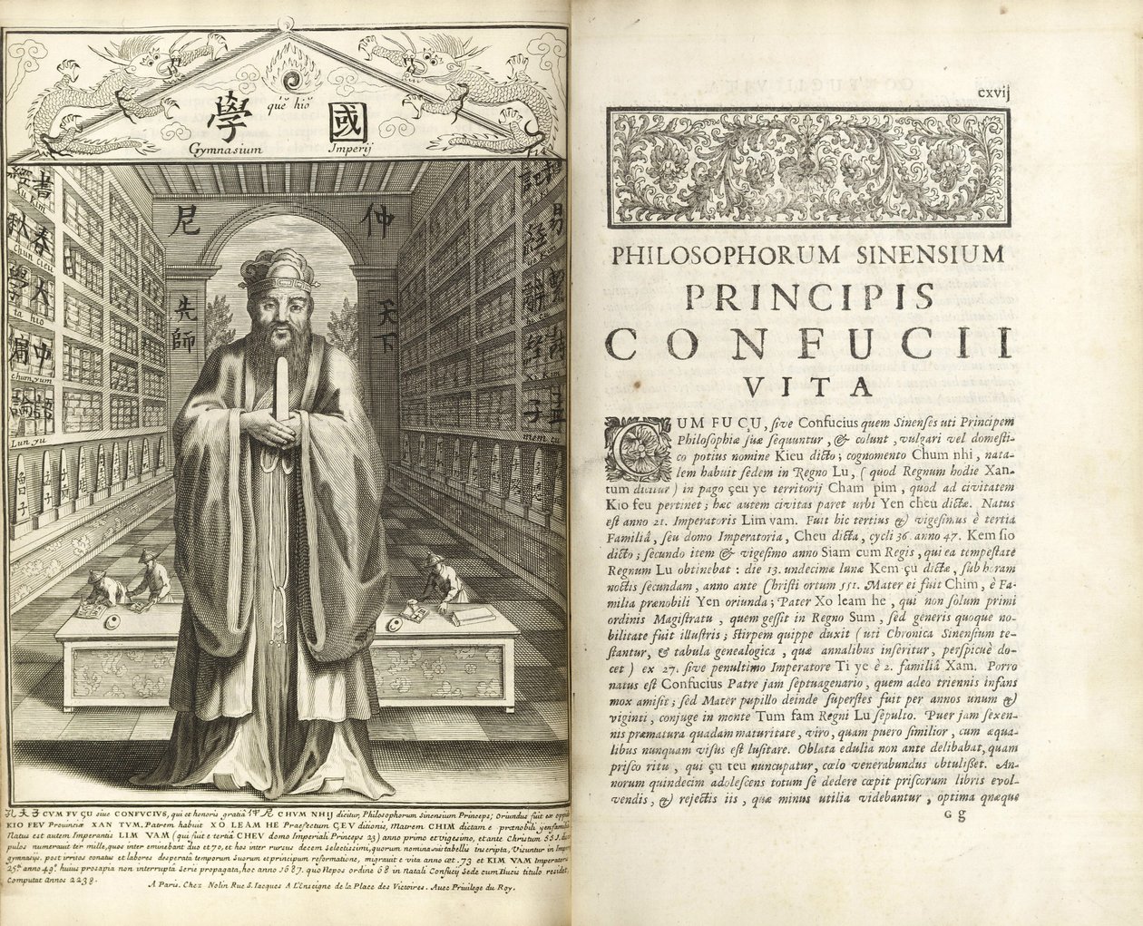 Seiten aus Confucius Sinarum Philosophus (Konfuzius, der Philosoph der Chinesen) von Unbekannt