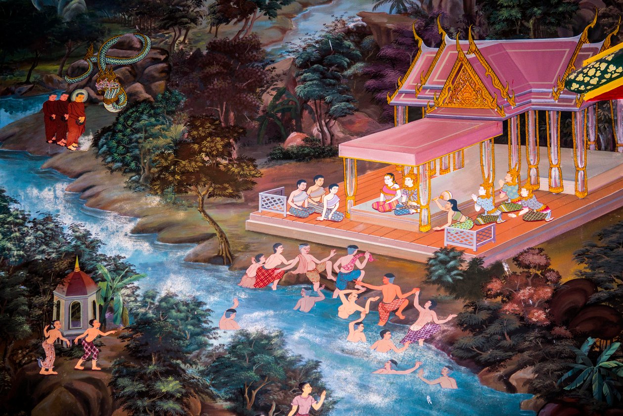 Dorfszenen mit Buddha in Thailand, Wat Bang Riang, Thub Pat, Phang Nga, Thailand von Unbekannter Künstler