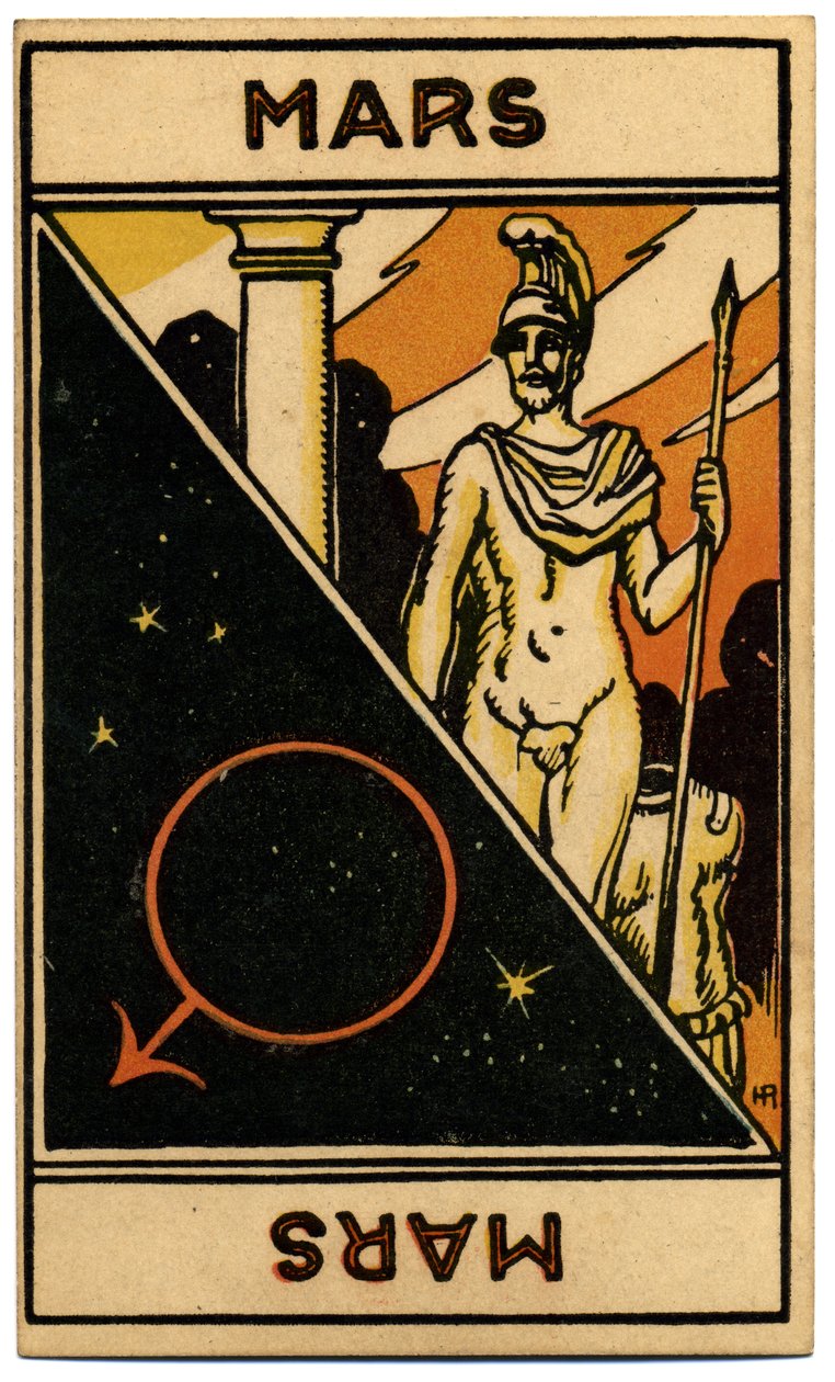 Paranormal. Astrologie. Mars (Planet). Astrologische Karte aus: Le Tarot Astrologique, von Georges Muchery, Frankreich von Unbekannter Künstler