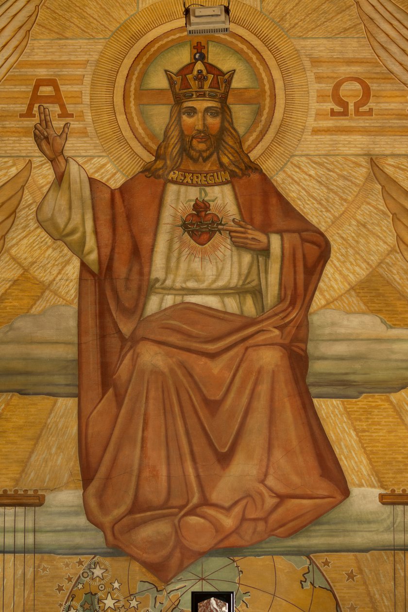 Pfarrkirche (Heilig-Hartkerk). Innenraum. Modernismus. Der Chor. Mosaik. Christus. von Unbekannt