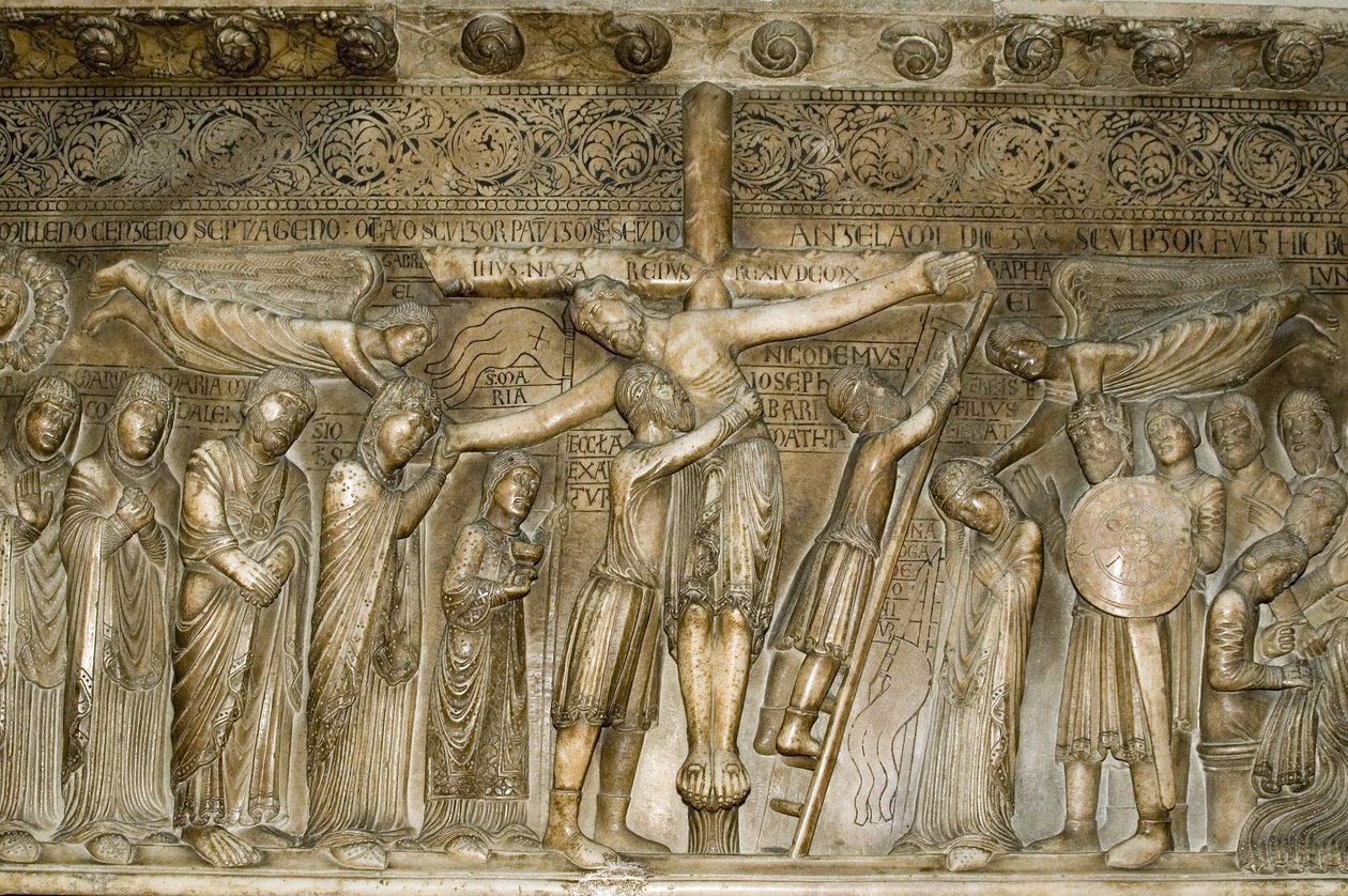 Parma Emilia Romagna Italien Piazza del Duomo im Dom Desposizione Abnahme vom Kreuz von Benedetto Antelami 1178 von Unbekannt