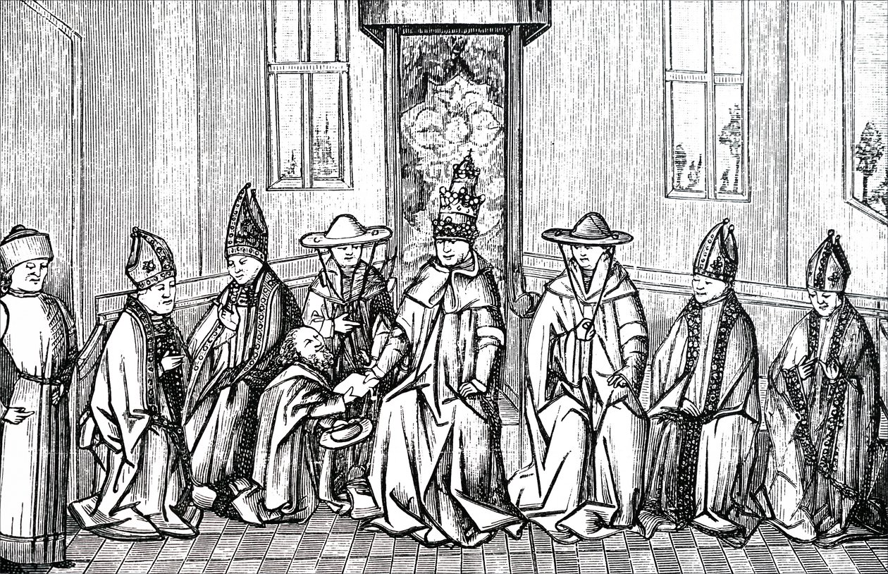 Peter der Einsiedler, Papst Urban II. und Simeon Patriarch von Jerusalem von Unbekannt