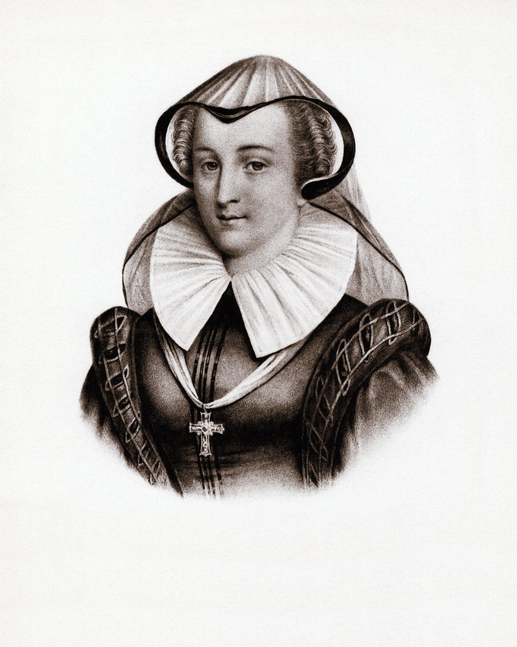 Porträt der Königin von Frankreich Marie Stuart (Marie Iere von Schottland) (1542-1587). Gravur des 19. Jahrhunderts von Unbekannter Künstler