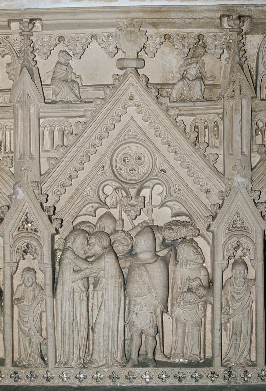 Portugal, Region Estremadura, Bezirk Leiria, Alcobaca, Kloster St. Maria, Detail des Grabes von Ines de Castro (1320-1355) von William Jennys