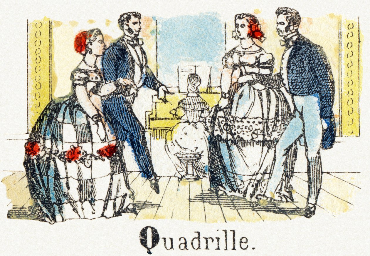 Q - Quadrille - Kinderunterhaltungsalphabet um 1890 (Lithographie) von Unbekannt
